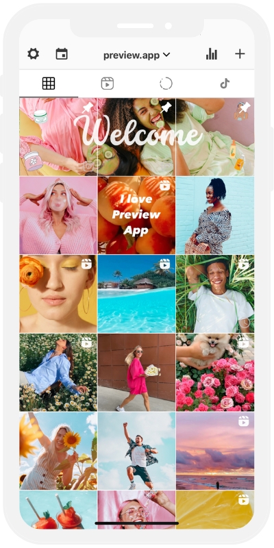 Preview Instagram feed planner with pinned posts
